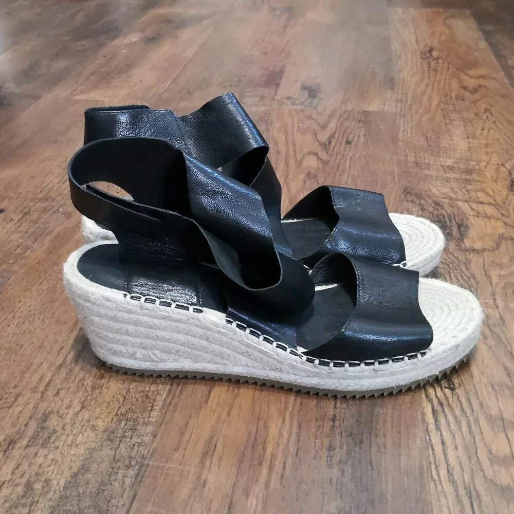 Brand New Eileen Fisher Willow Tumbled Leather Wedge‎ Espadrille Size 10